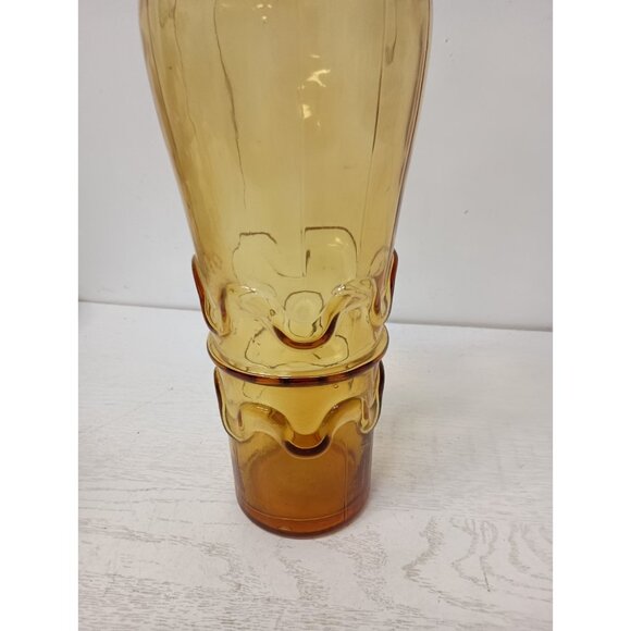Vintage Empoli Italy Hand Blown Art Glass Amber Yellow Decorative Bottle MCM - Picture 2 of 7